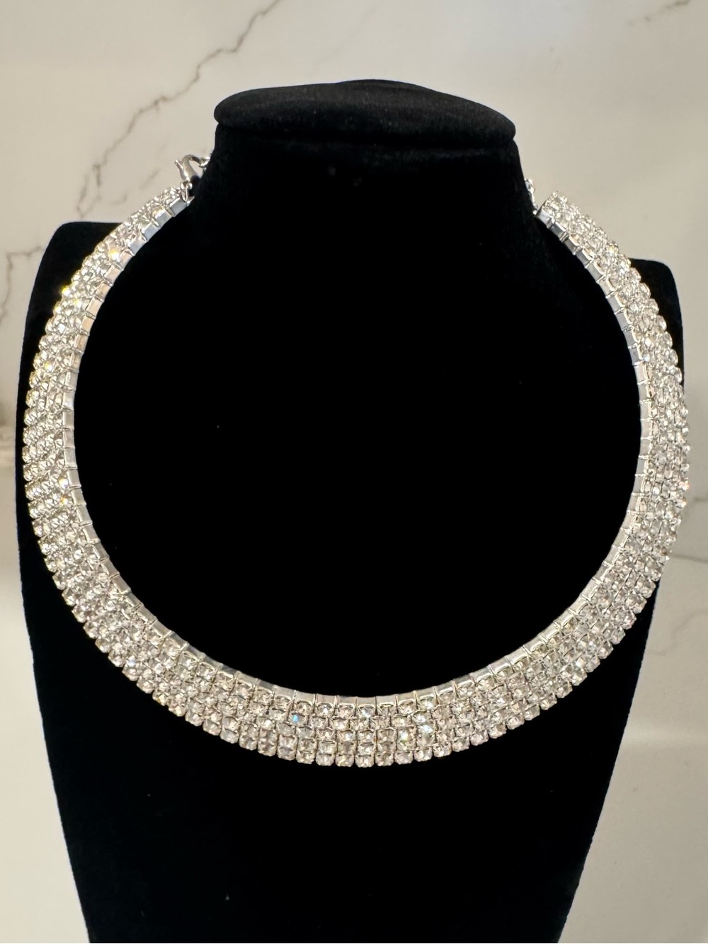 HIGH QUALITY! Sparkling Silver Crystal Collar Event Special Occasion Necklace